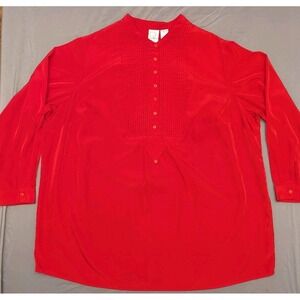 2‎ Roaman's Women's Plus 24W Blouses Bundle Red & Black Pintuck Satin Look